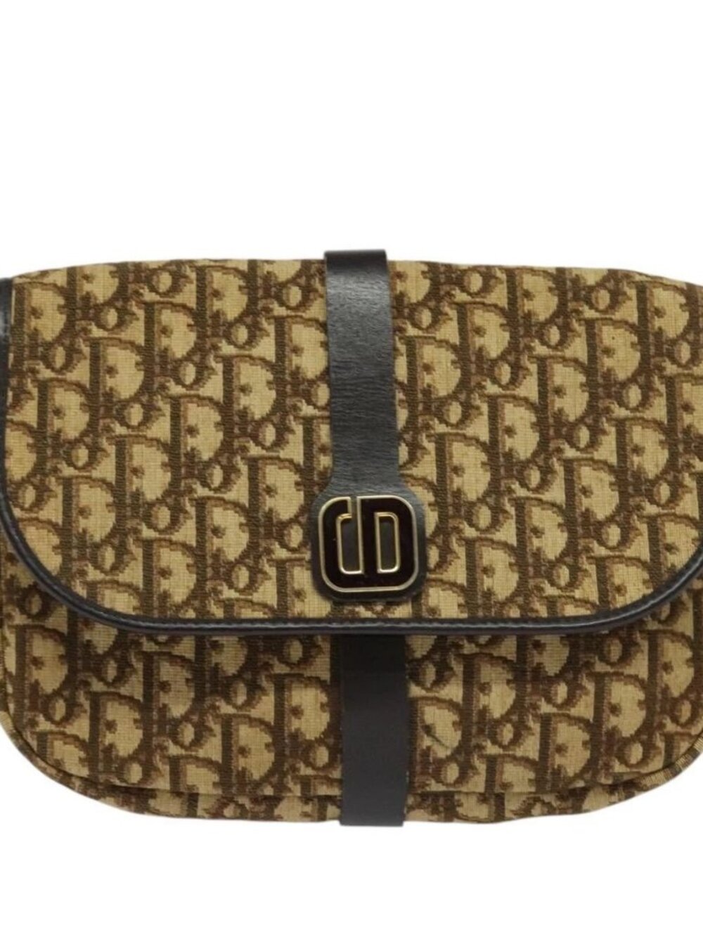 Christian Dior Trotter Canvas Shoulder Bag Brown Gold Auth 126151 - Picture 2 of 16